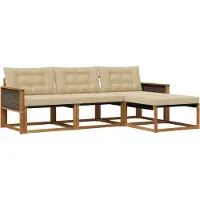 vidaXL Ensemble de salon de jardin, 4 pièces, couleurs naturelles et beige