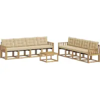 vidaXL Ensemble de salon de jardin 9 pièces, blanc et beige