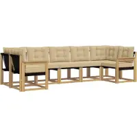 vidaXL Ensemble de salon de jardin 7 pièces, blanc et beige
