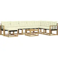 vidaXL Ensemble de canapés d'extérieur avec coussins, 9 pièces, blanc et crème