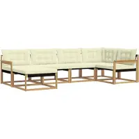 vidaXL - Ensemble de salon de jardin 6 pièces, blanc et crème, en bois d'acacia massif