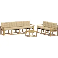 vidaXL Ensemble de canapés d'extérieur avec coussins, 8 pièces, blanc et beige