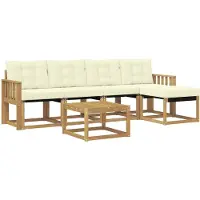 vidaXL Ensemble de canapés d'extérieur avec coussins, 6 pièces, blanc et crème