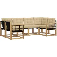 vidaXL Ensemble de canapés d'extérieur avec coussins, 6 pièces, blanc et beige