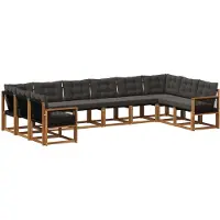 vidaXL Ensemble de canapés d'extérieur avec coussins 10 pièces Naturel et Noir
