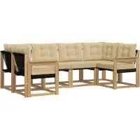 vidaXL Ensemble de canapés d'extérieur avec coussins, 6 pièces, blanc et beige