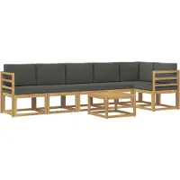 vidaXL Ensemble de salon de jardin , 7 pièces, blanc et anthracite, en polyester