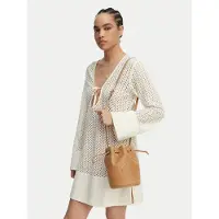 Calvin Klein Sac bandoulière BOLD CK, modèle "Small Bucket Bag", pour femmes, couleur beige. Taille : UNIQUE