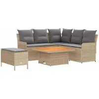 vidaXL Ensemble de meubles , 5 pièces, en résine tressée PE, beige et gris clair