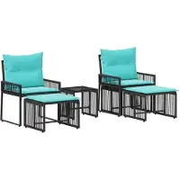 Syfax Ensemble de meubles d'extérieur 11 pcs Noir et turquoise
