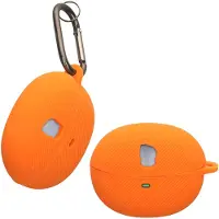 Kwmobile Étui de protection pour boîtier Baseus Inspire XC1 - Étui en TPU et silicone pour boîtier de recharge d'écouteurs - Coque antichoc avec mousqueton - Orange