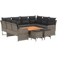 vidaXL Ensemble de mobilier avec coussins, 8 pièces, gris et gris foncé, rotin PE