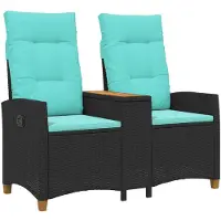 vidaXL Banc de détente avec table , noir et turquoise, 126 x 65 x 112 cm