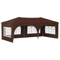 Syfax Tente de fête pop-up 575 x 288 x 245 cm Marron Tissu Oxford