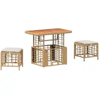 Syfax Ensemble de salle à manger pour jardin 3 pcs Nature et Blanc