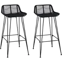 vidaXL Tabourets de bar, lot de 2, noir, 44 x 46 x 91 cm, rotin et acier