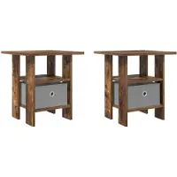 vidaXL Table de chevet avec tiroir 2 pcs Chêne fumé 41 x 40 x 45 cm