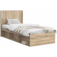 Syfax Cadre de lit avec rangement et tête de lit 3 pcs