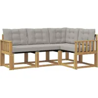 vidaXL Ensemble de canapés d'extérieur avec coussins, 4 pièces, blanc et gris clair