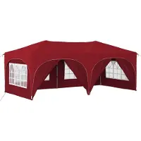 vidaXL Tente de réception pliable 575 x 288 x 245 cm, rouge bordeaux, tissu Oxford