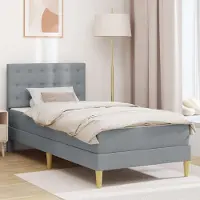 Prolenta Maison Exclusive - Lit avec matelas gris clair 90 x 200 cm en tissu