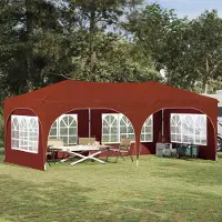 Prolenta Tente événementielle pop-up "Maison Exclusive" - Dimensions : 575 x 288 x 245 cm - Couleur : Terre cuite - Matériau : Tissu Oxford