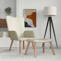 Prolenta Maison Exclusive - Fauteuil de détente avec repose-pieds, velours blanc crème
