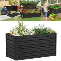 XINZI Jardinière surélevée en acier galvanisé, résistante à la rouille et aux intempéries, bac à fleurs pour jardin et balcon, 240 x 120 x 58 cm, rectangulaire, noir