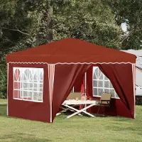Prolenta Tente événementielle pop-up "Maison Exclusive" - Dimensions : 288 x 288 x 245 cm - Couleur : Terre cuite - Matériau : Tissu Oxford