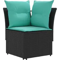 vidaXL : 2 fauteuils de jardin et un canapé d'angle, en résine tressée, noir et turquoise