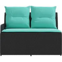 vidaXL Canapé de jardin à accoudoirs avec table rabattable, lot de 2, noir et turquoise