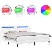 vidaXL Cadre de lit avec matelas blanc 200 x 200 cm similicuir