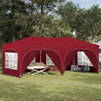 Prolenta Tente événementielle pop-up, modèle "Exclusive", dimensions 575 x 288 x 245 cm, couleur bordeaux, tissu Oxford
