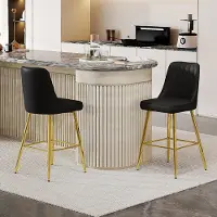 SUCCESS COURIER Lot de 2 tabourets de bar, 100 cm, cuirPolyuréthanenoir, pieds en métal doré, repose-pieds