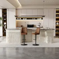 SUCCESS COURIER Lot de 2 tabourets de bar réglables en hauteur, pivotants à 360°, revêtement en tissu technique respirant marron, pieds en métal noir, adaptés aux îlots de cuisine et aux comptoirs de bar
