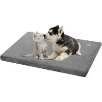 OEM Lit pour petits chiens, imperméable, lavable, dimensions : 59 x 41 x 7,6 cm, coussin pour cage, tapis pour chien avec housse amovible et lavable, gris