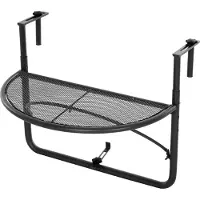 SUCCESS COURIER Table suspendue semi-circulaire en métal pour balcon – Table de balustrade pliable et réglable en hauteur, table suspendue peu encombrante, couleur noire, Ø 30 cm