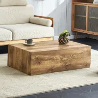 SUCCESS COURIER Table basse rectangulaire avec motif bois, 90 x 50 x 30 cm, MDF, pieds antidérapants, aucun montage nécessaire, idéale pour un style moderne et luxueux