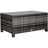 SUCCESS COURIER Table de jardin en polyrotin gris – Table basse rectangulaire 85 x 50 x 39 cm – Table d'appoint résistante aux intempéries pour balcon, terrasse et jardin