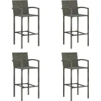 Syfax Tabourets de bar lot de 4 gris résine tressée