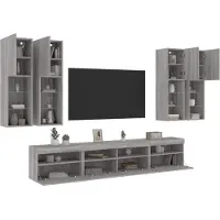 Prolenta Maison Exclusive - Ensemble TV 7 pièces avec éclairage LED, gris Sonoma