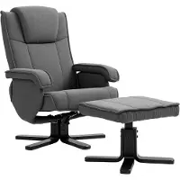 Fortuna Fauteuil relax Lai avec repose-pieds, fauteuil TV pivotant à 360° avec dossier réglable, fonction inclinable, fonction bascule, fauteuil TV aspect velours, appui-tête pour salon, gris foncé