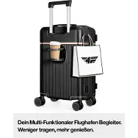 4FLY Ensemble de valises rigides , 3 pièces (M/L/XL) en polycarbonate – avec serrure TSA, 4 roulettes doubles pivotantes et poignée télescopique en aluminium