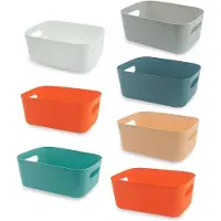 Unyqoos Petite boîte de rangement en plastique, 6 couleurs, 22,5 x 16 x 10 cm