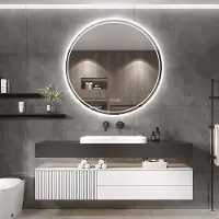 OEM Miroir rond intelligent avec écran tactile et fonction de variation d'intensité