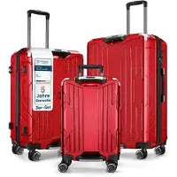 4FLY Ensemble de 3 valises de voyage à coque rigide avec cadre en aluminium, ultra-légères (M/L/XL) en PC+ABS – avec serrure TSA, 4 roulettes doubles pivotantes, bagage à main