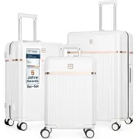 4FLY Ensemble de valises rigides , 3 pièces (M/L/XL) en polycarbonate – avec serrure TSA, 4 roulettes doubles pivotantes et poignée télescopique en aluminium