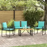 Prolenta Maison Exclusive - Ensemble de mobilier de jardin, 4 pièces, noir et turquoise