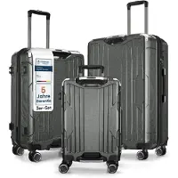 4FLY Ensemble de 3 valises de voyage à coque rigide avec cadre en aluminium, ultra-légères (M/L/XL) en PC+ABS – avec serrure TSA, 4 roulettes doubles pivotantes, bagage à main