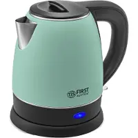 TZS First Austria Bouilloire électrique en acier inoxydable | 2200 W | 1,2 litre | Angle de pose à 360° | Filtre anticalcaire intégré | Vert/Noir *Produit de deuxième choix*